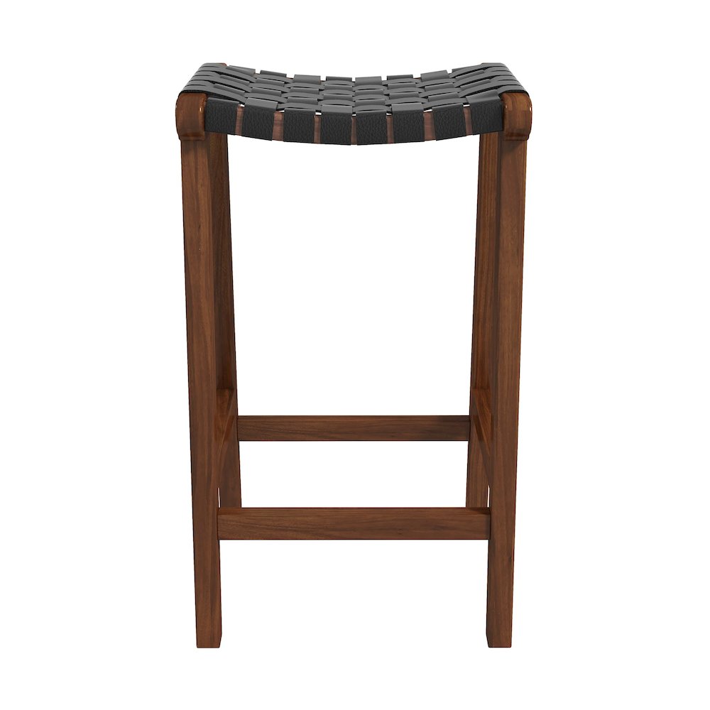 James Mid-Century Modern Genuine Black Leather 24.5" Counter Stool. Picture 8