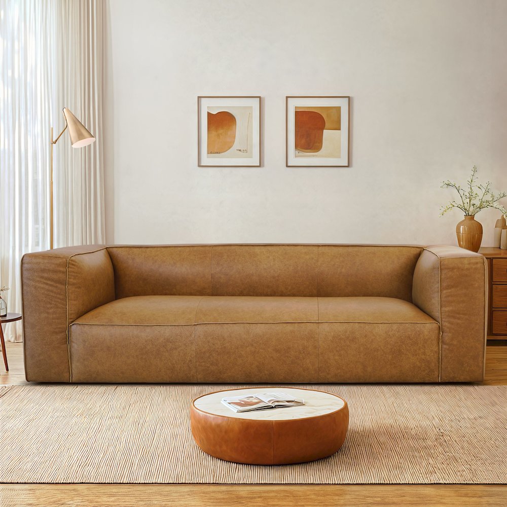 Colton Tan Leather Sofa. Picture 2