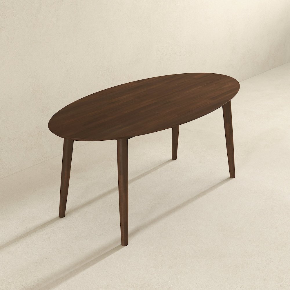 Ada Mid Century Modern Style Solid Wood Walnut Oval Dining Table. Picture 3