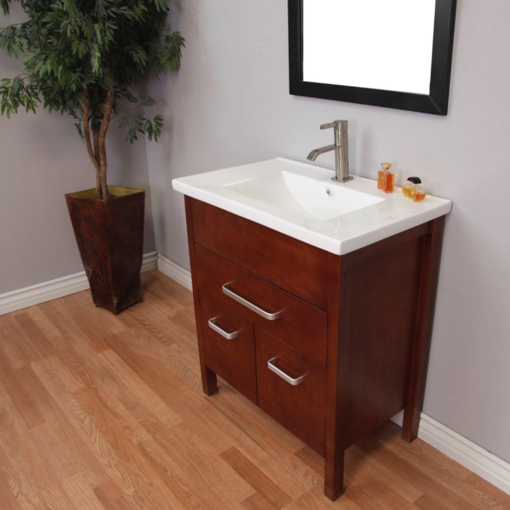 29.9 in Single sink vanity-wood-walnut finish. Picture 7