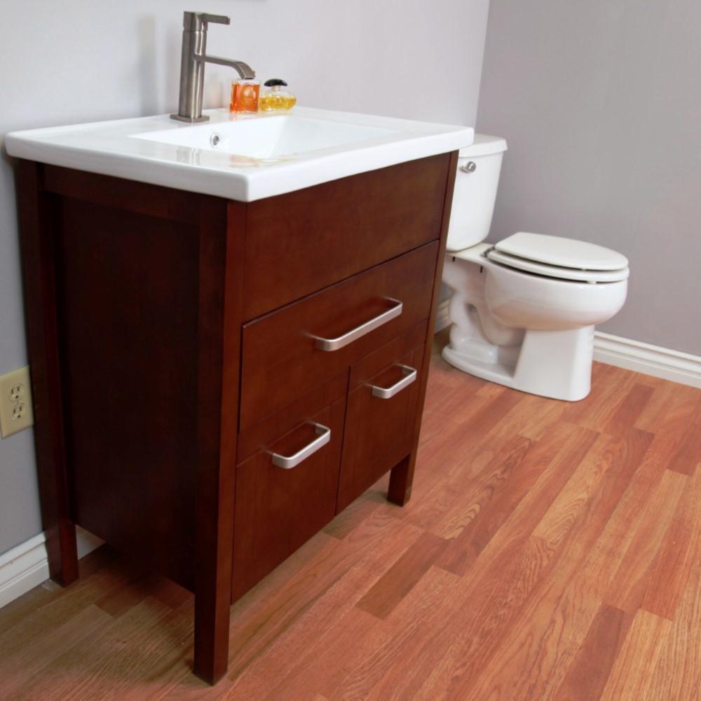 29.9 in Single sink vanity-wood-walnut finish. Picture 9