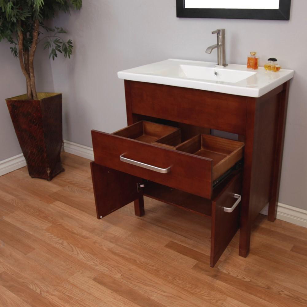 29.9 in Single sink vanity-wood-walnut finish. Picture 1