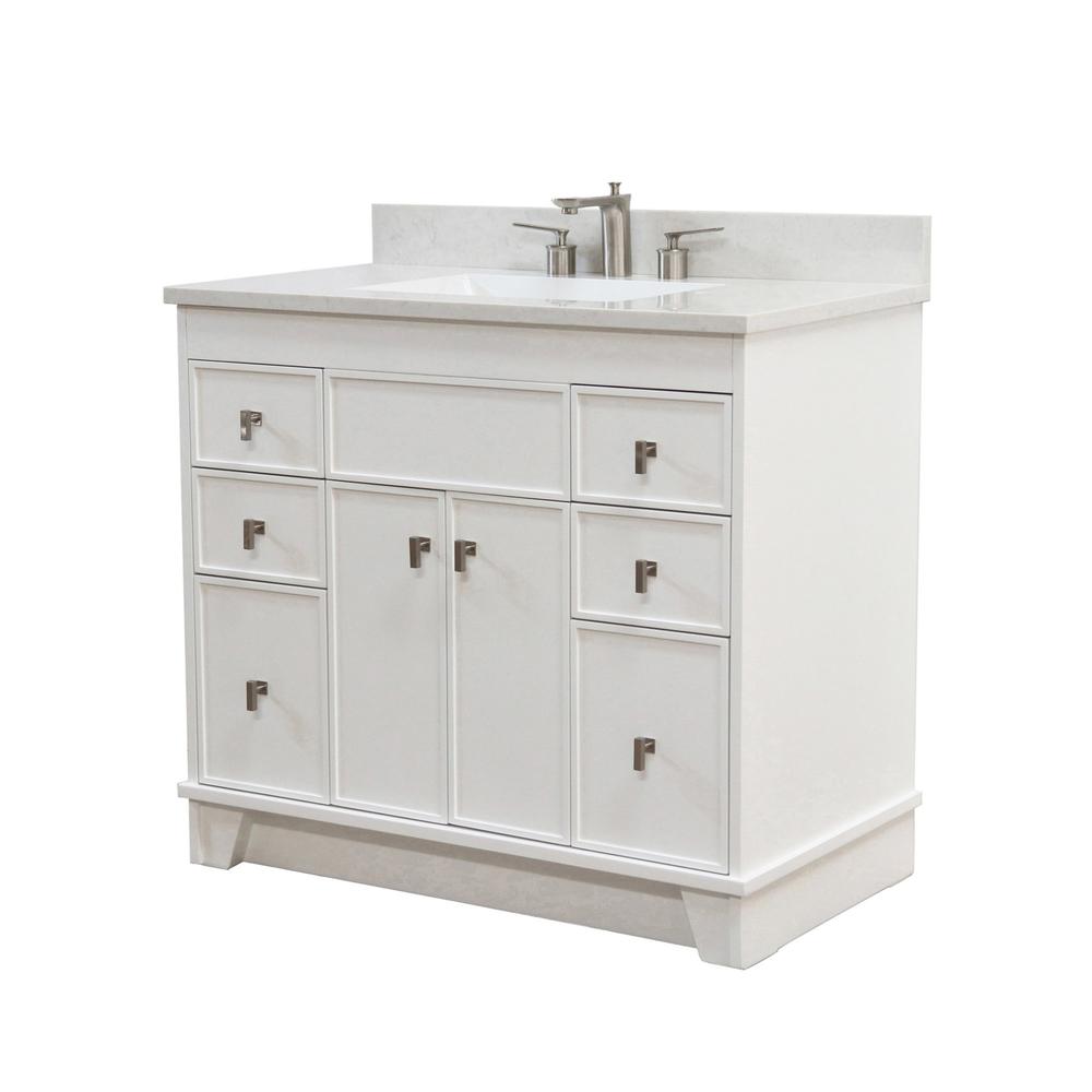 39 in. Single Sink Vanity in White finish with Engineered Quartz Top. Picture 2