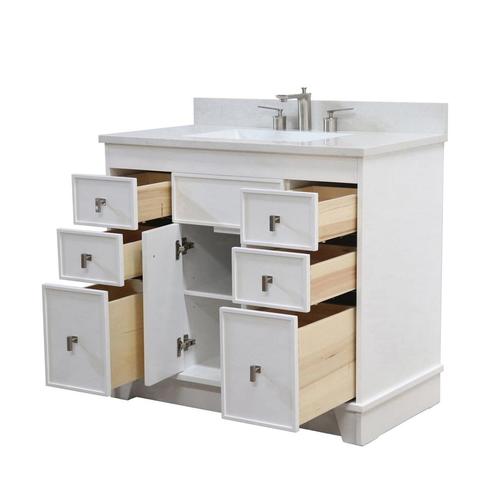 39 in. Single Sink Vanity in White finish with Engineered Quartz Top. Picture 7