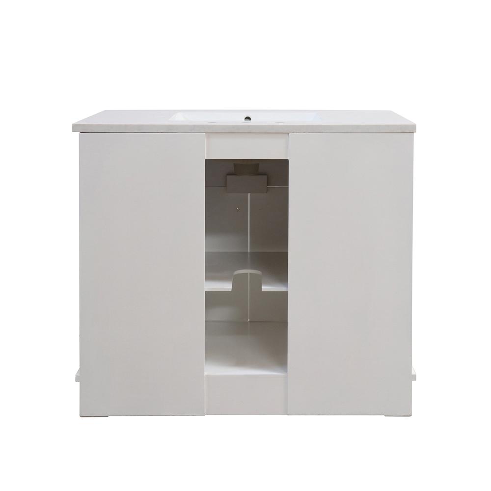 39 in. Single Sink Vanity in White finish with Engineered Quartz Top. Picture 8