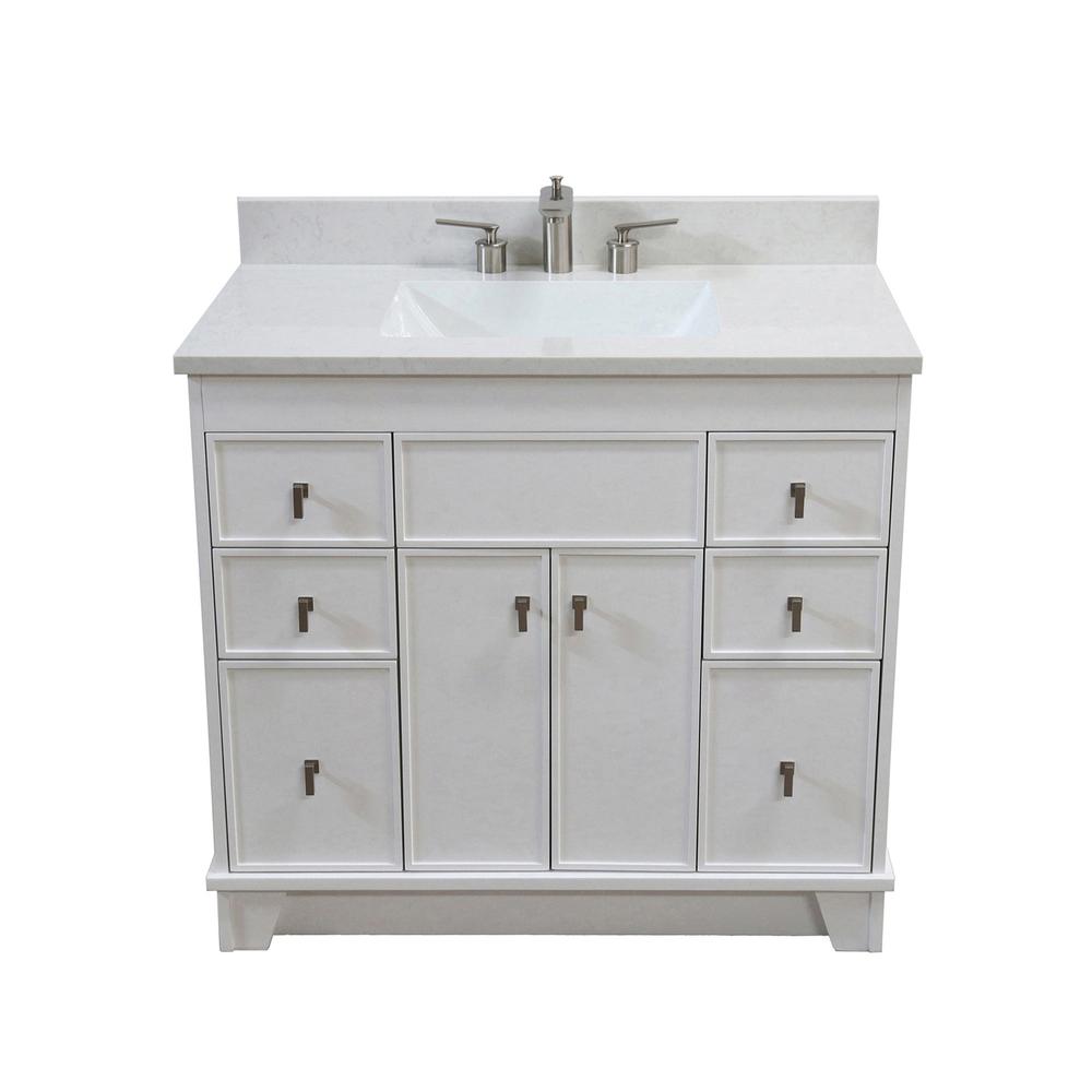 39 in. Single Sink Vanity in White finish with Engineered Quartz Top. Picture 6