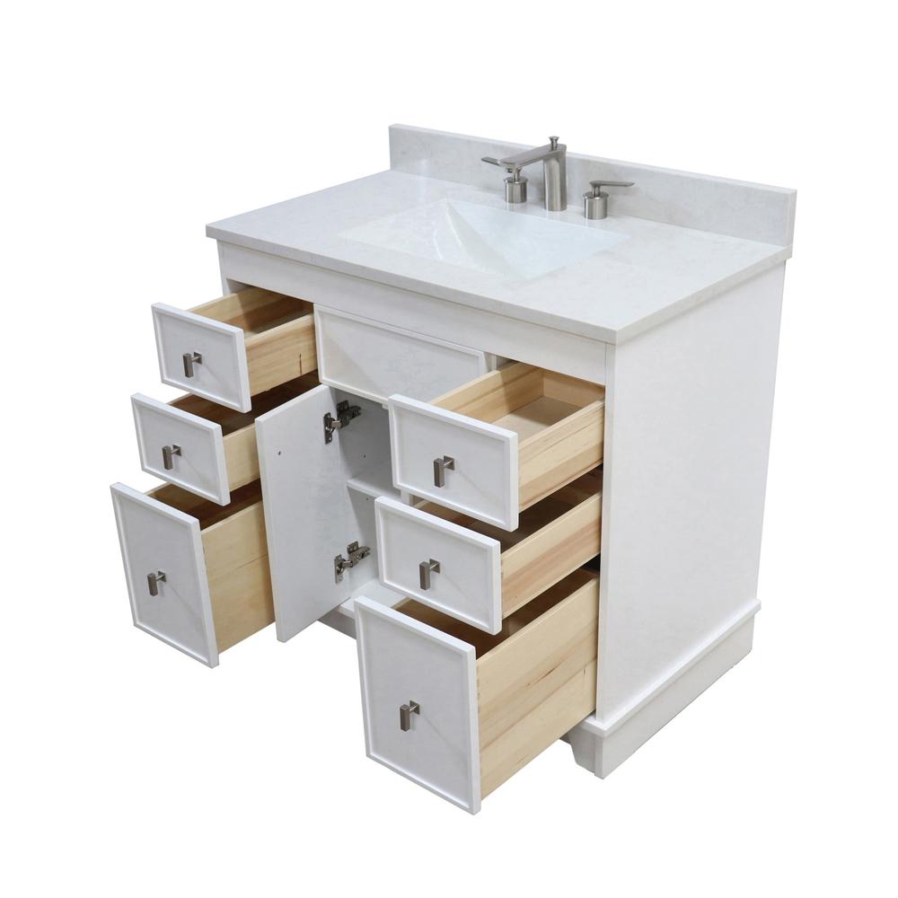 39 in. Single Sink Vanity in White finish with Engineered Quartz Top. Picture 9