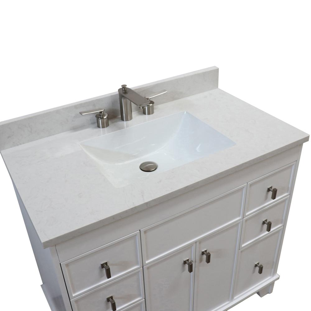 39 in. Single Sink Vanity in White finish with Engineered Quartz Top. Picture 10