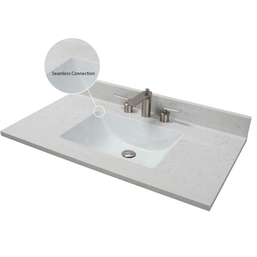 39 in. Single Sink Vanity in White finish with Engineered Quartz Top. Picture 12