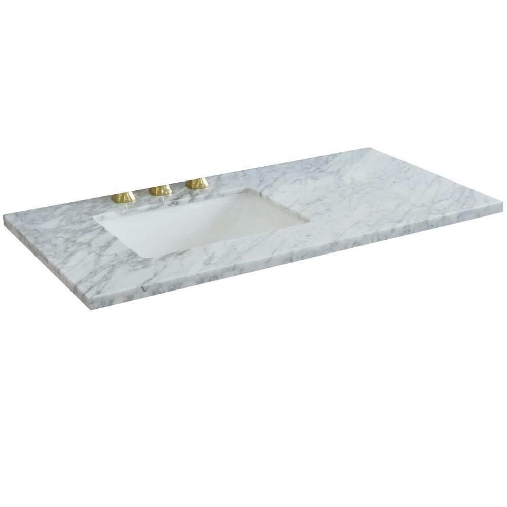 43 White Carrara countertop and single rectangle left sink. Picture 2