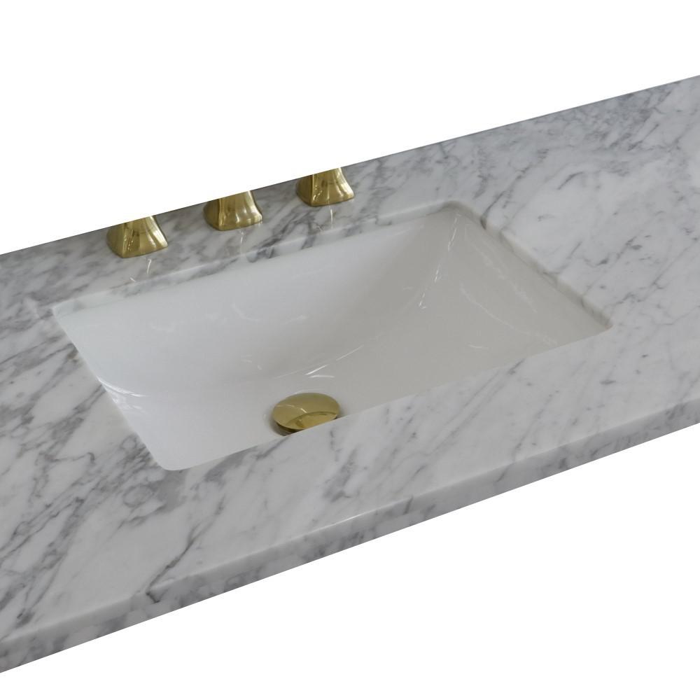 43 White Carrara countertop and single rectangle left sink. Picture 3