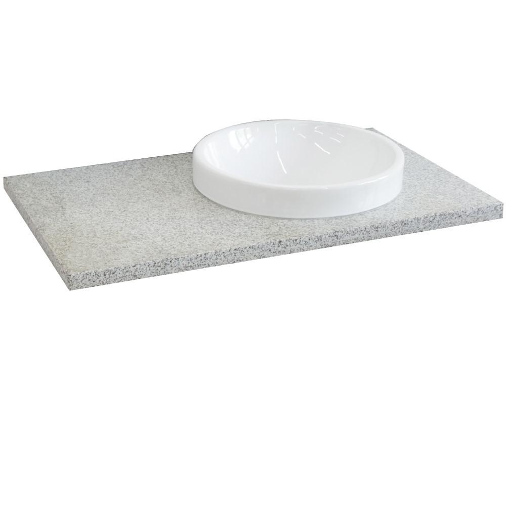 37 Gray granite countertop and single round right sink. Picture 4