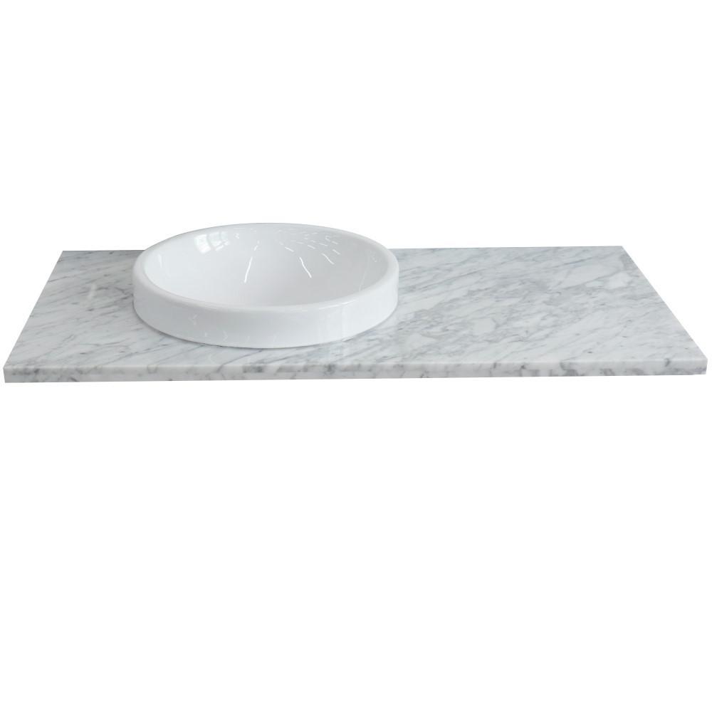 43 White Carrara countertop and single round left sink. Picture 1