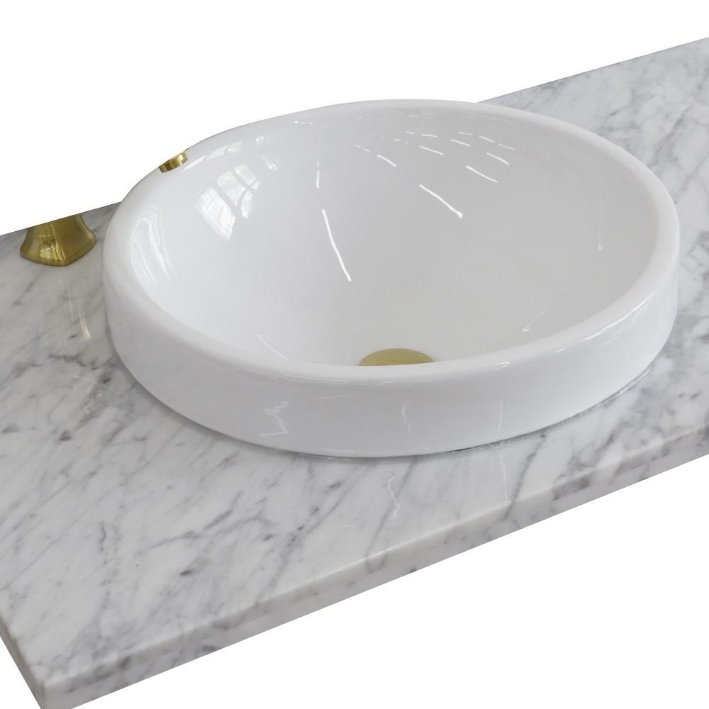 43 White Carrara countertop and single round left sink. Picture 3