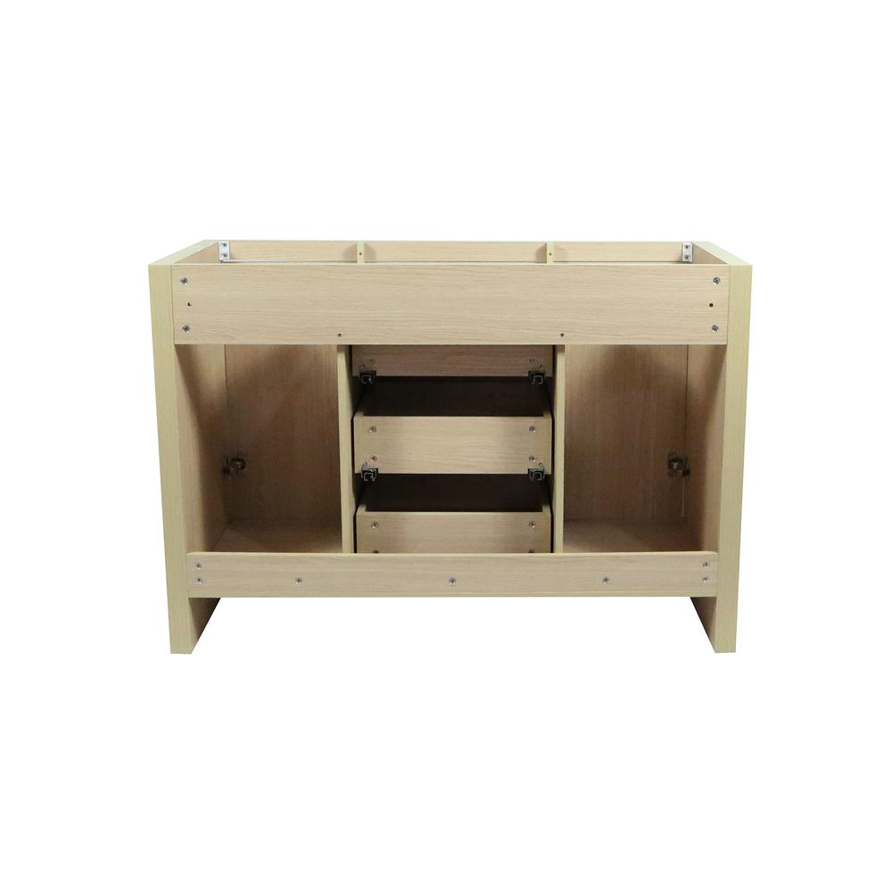 48 Double Sink Vanity In Neutral Finish with White Ceramic Top. Picture 1