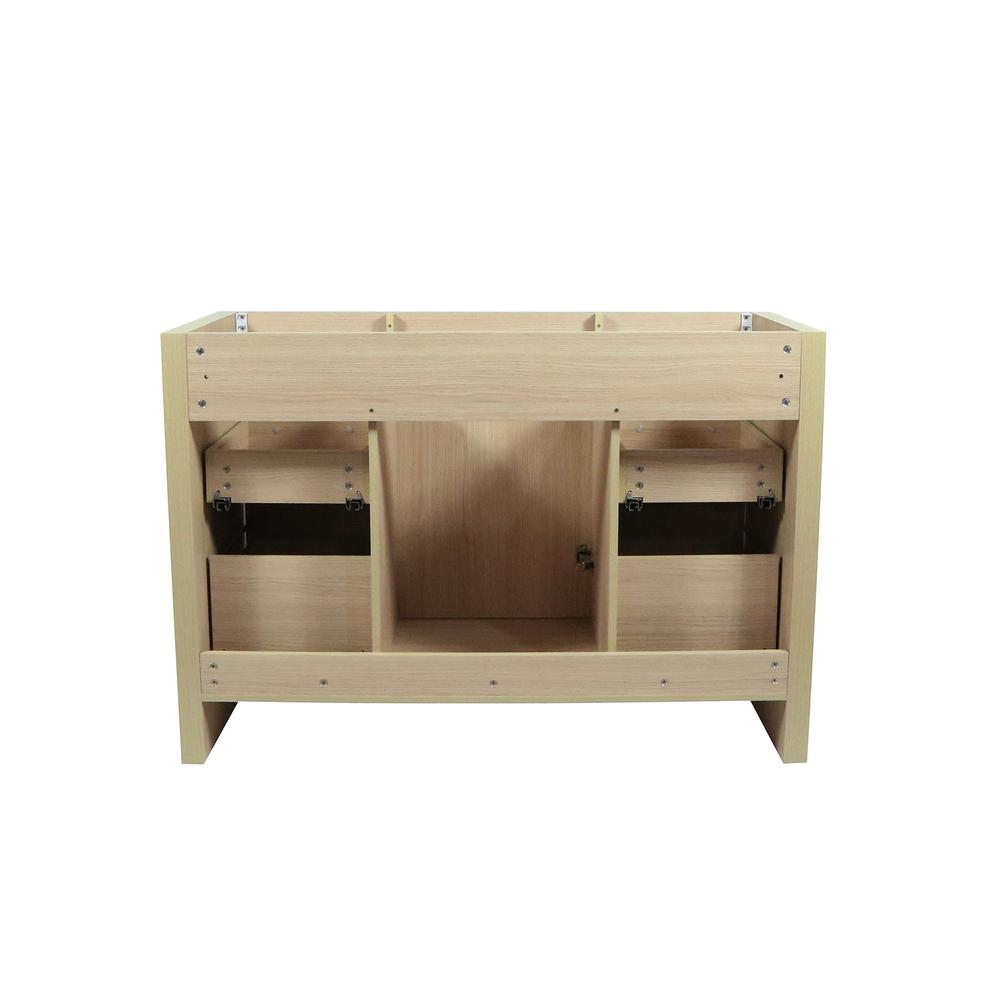 48 Single Sink Vanity In Neutral Finish with White Ceramic Top. Picture 1