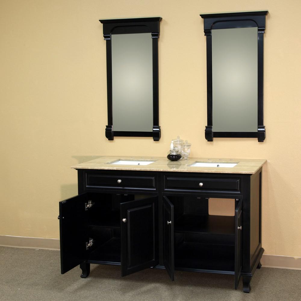 62 in Double sink vanity-wood-ebony. Picture 3