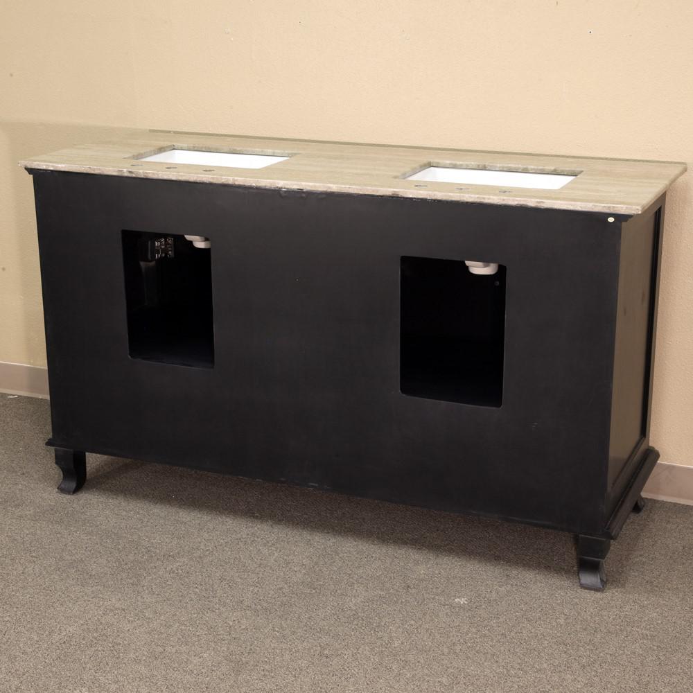 62 in Double sink vanity-wood-ebony. Picture 1