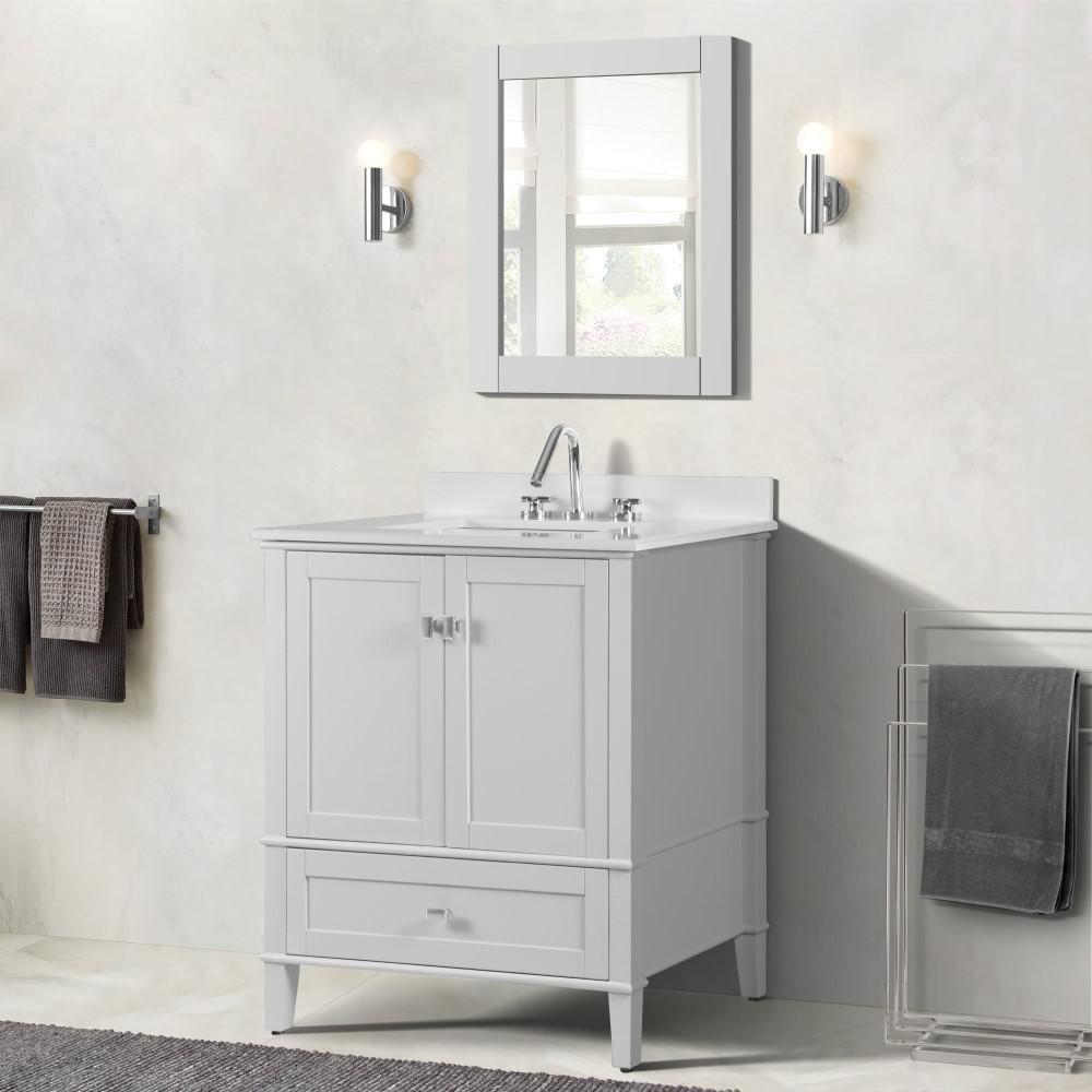31 SINGLE VANITY IN WHITE WITH QUARTZ TOP. Picture 2