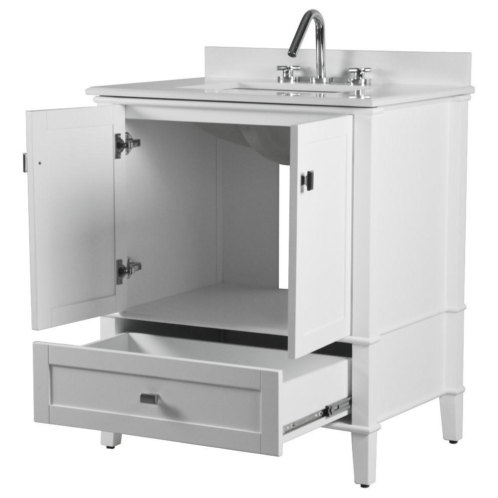 31 SINGLE VANITY IN WHITE WITH QUARTZ TOP. Picture 6