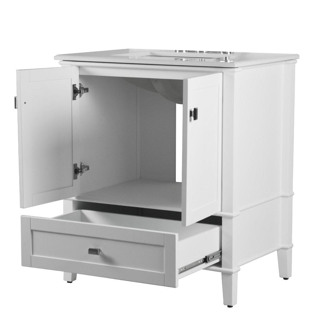 31 SINGLE VANITY IN WHITE WITH QUARTZ TOP. Picture 12