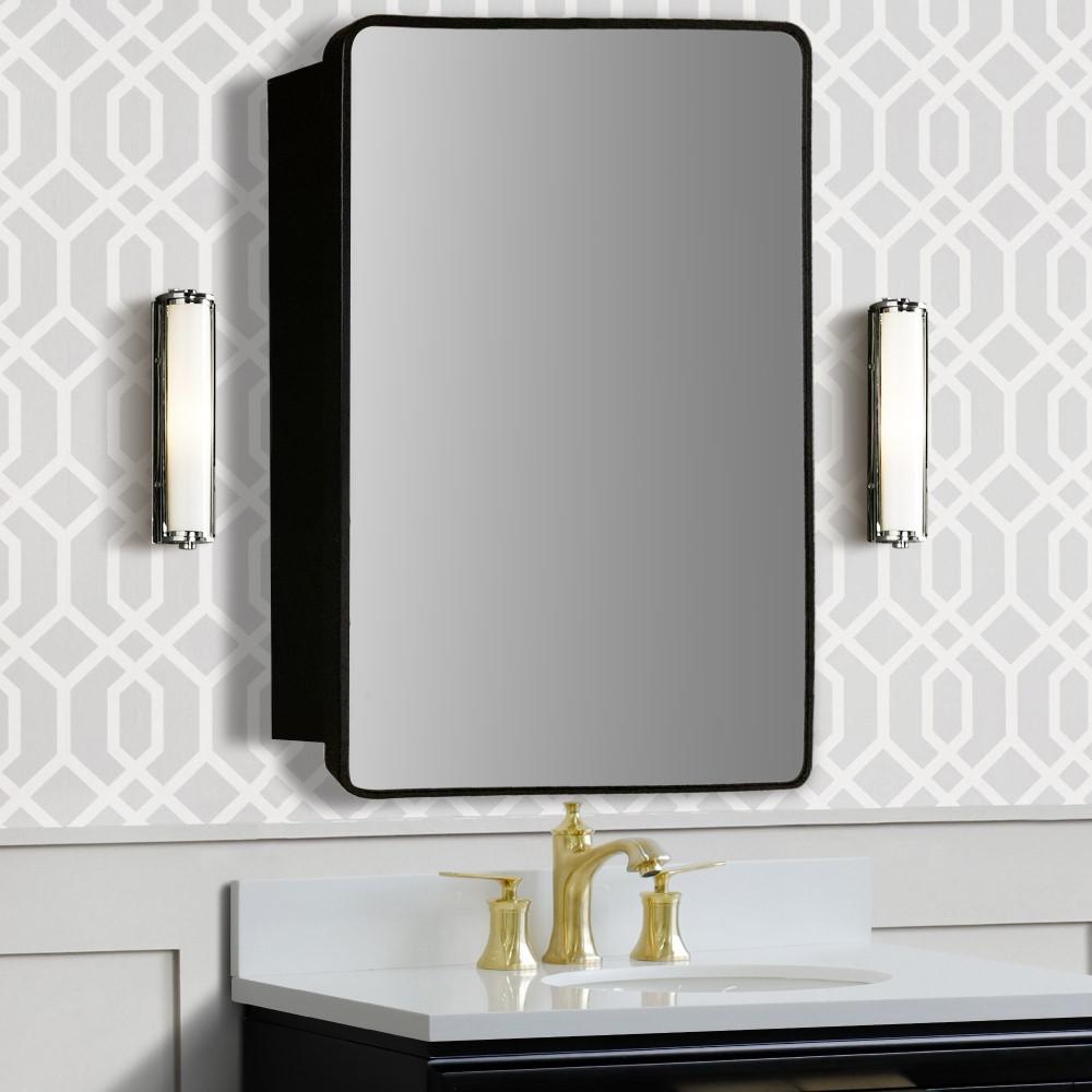 Rectangular Metal Frame Medicine Cabinet in Matte Black. Picture 2
