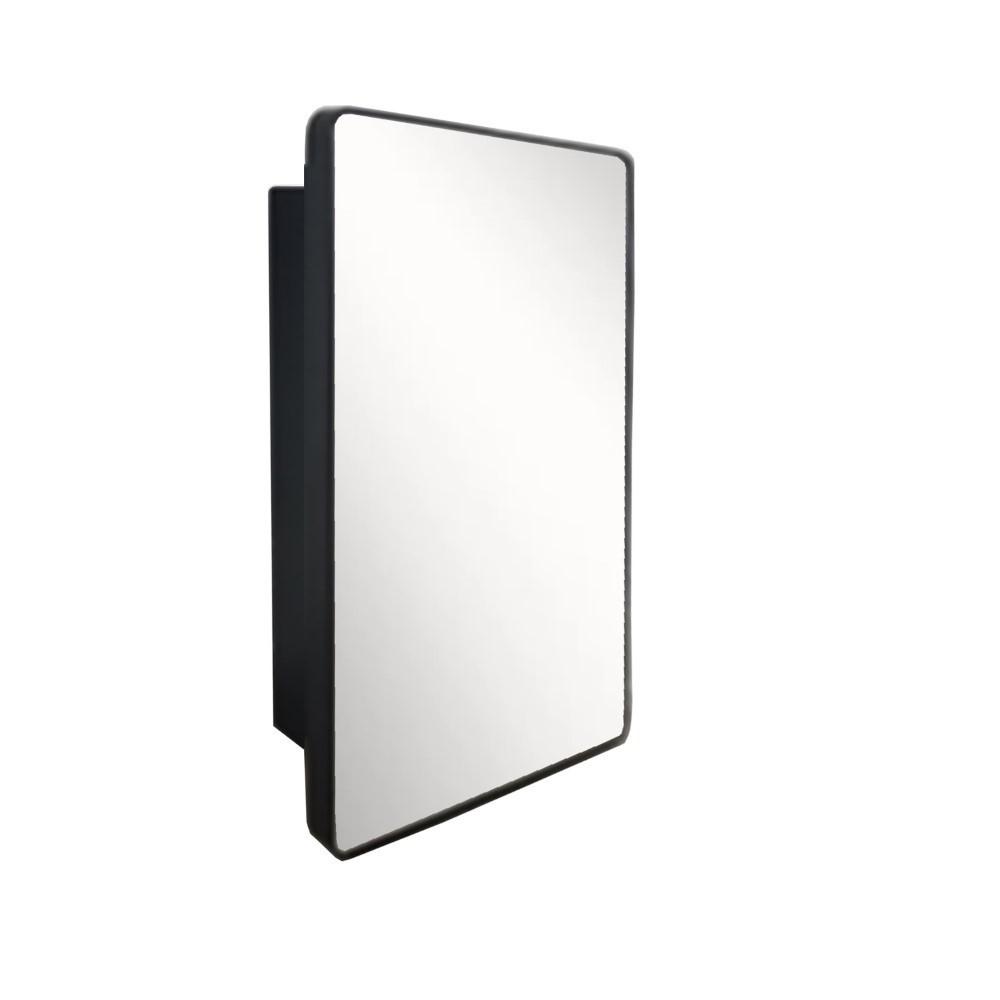 Rectangular Metal Frame Medicine Cabinet in Matte Black. Picture 3