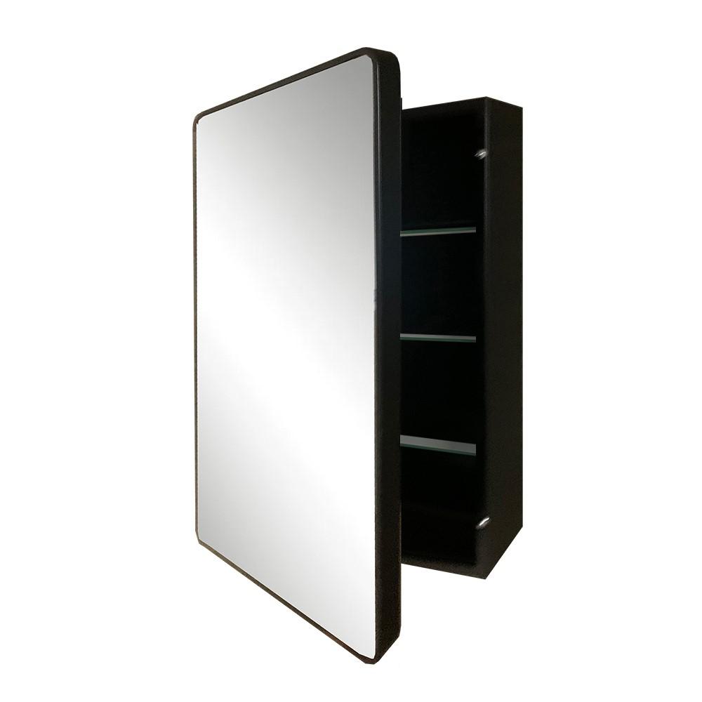 Rectangular Metal Frame Medicine Cabinet in Matte Black. Picture 1