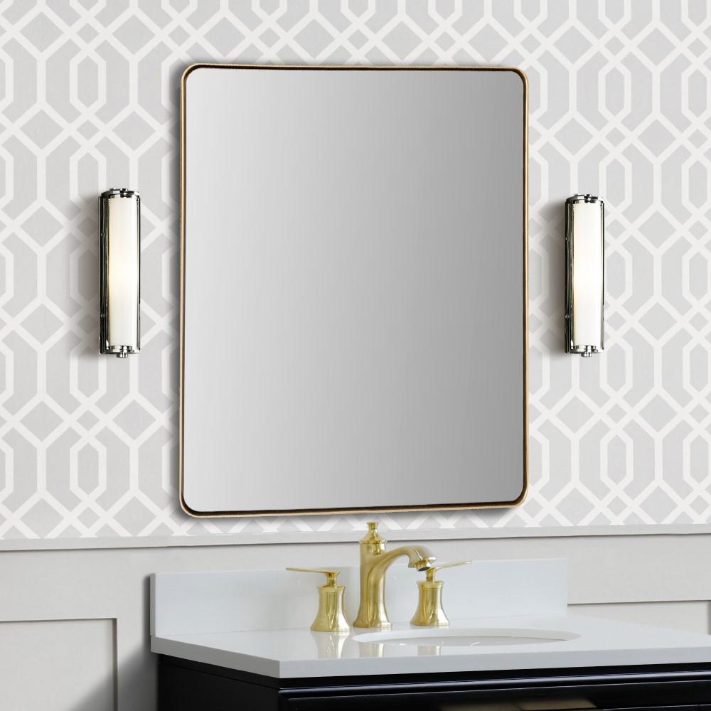 Rectangular Metal Frame Mirror in Brushed Gold. Picture 2