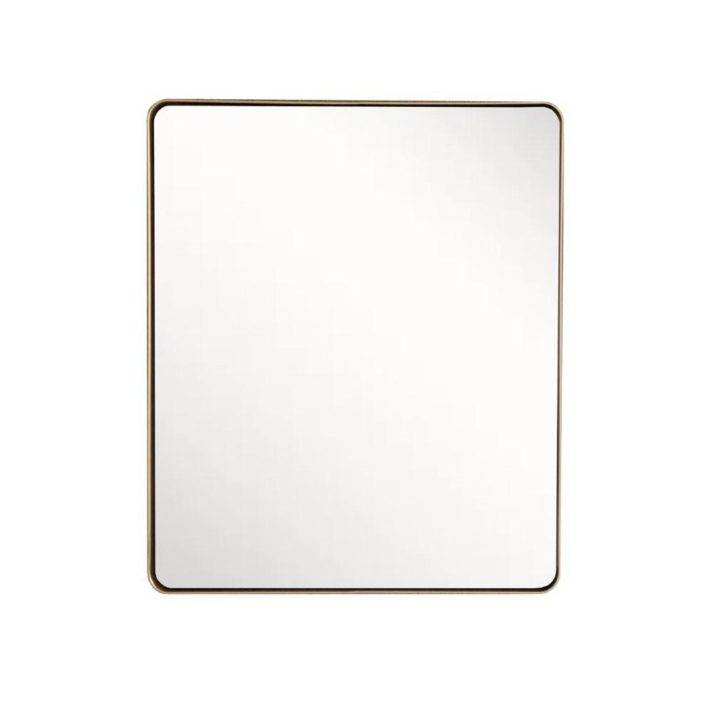 Rectangular Metal Frame Mirror in Brushed Gold. Picture 1