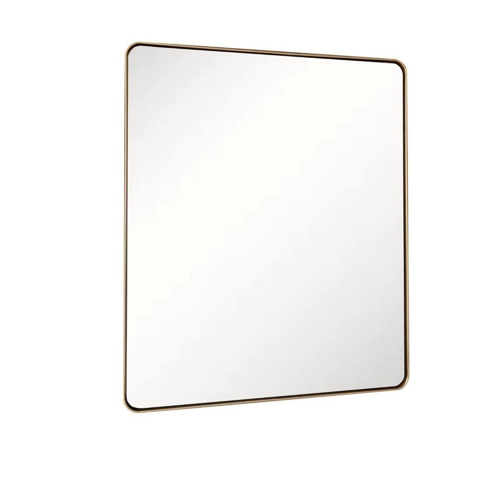 Rectangular Metal Frame Mirror in Brushed Gold. Picture 3