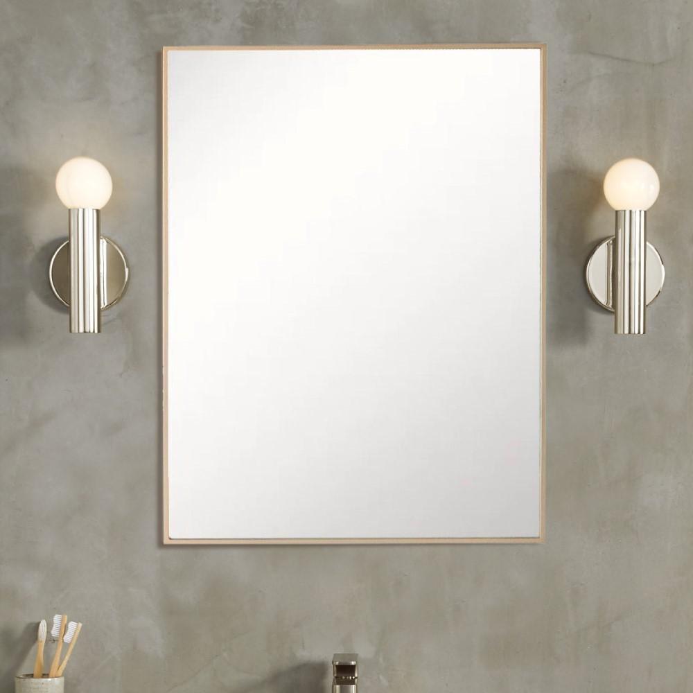 Rectangular Metal Frame Mirror in Brushed Gold. Picture 2