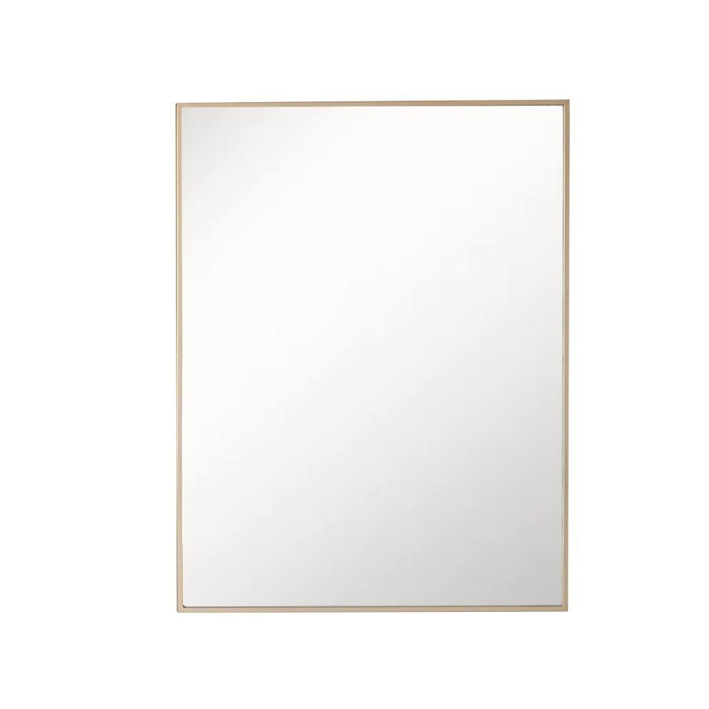 Rectangular Metal Frame Mirror in Brushed Gold. Picture 1