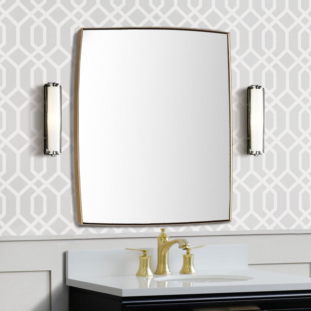 Rectangular Metal Frame Mirror in Brushed Gold. Picture 2