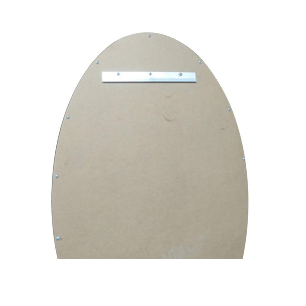Oval Metal Frame Mirror with Shelf in Matte Black. Picture 3