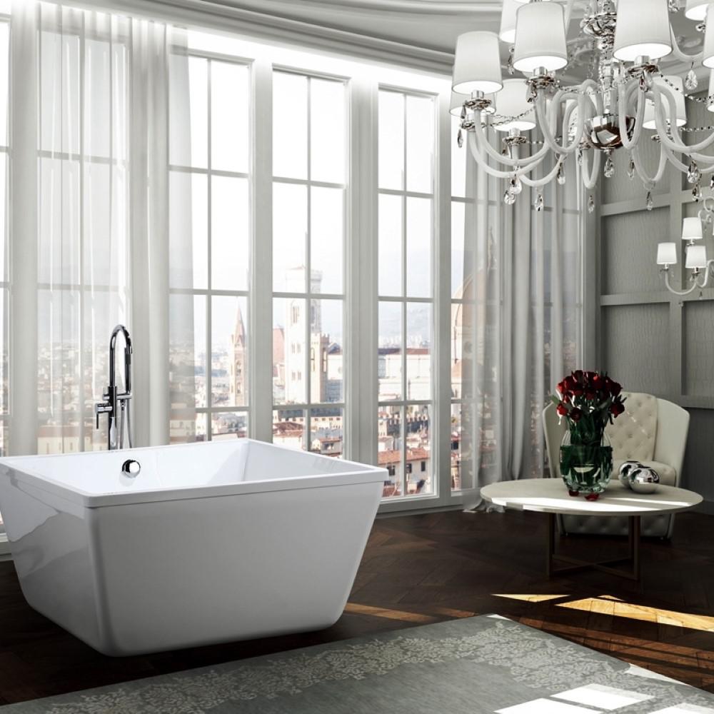 Bologna 47 inch Freestanding Bathtub in Glossy White. Picture 2
