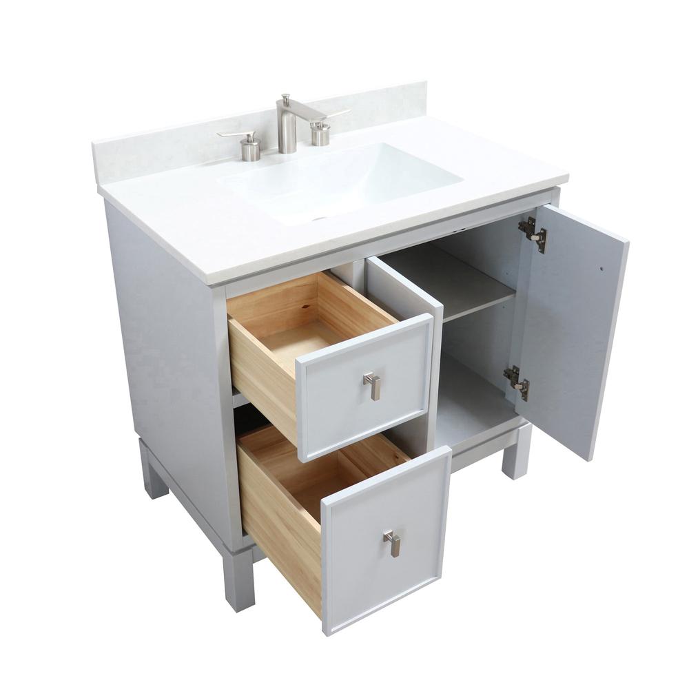 37 in. Single Sink Vanity in French Gray with Engineered Quartz Top. Picture 7