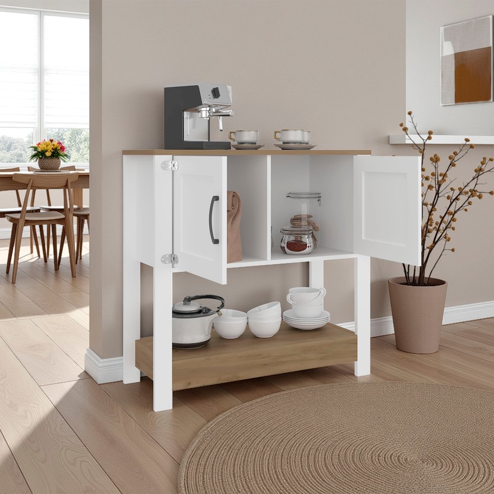 Modern Coffee Station Cabinet with Storage and Functional Kitchen Organizer. Picture 4