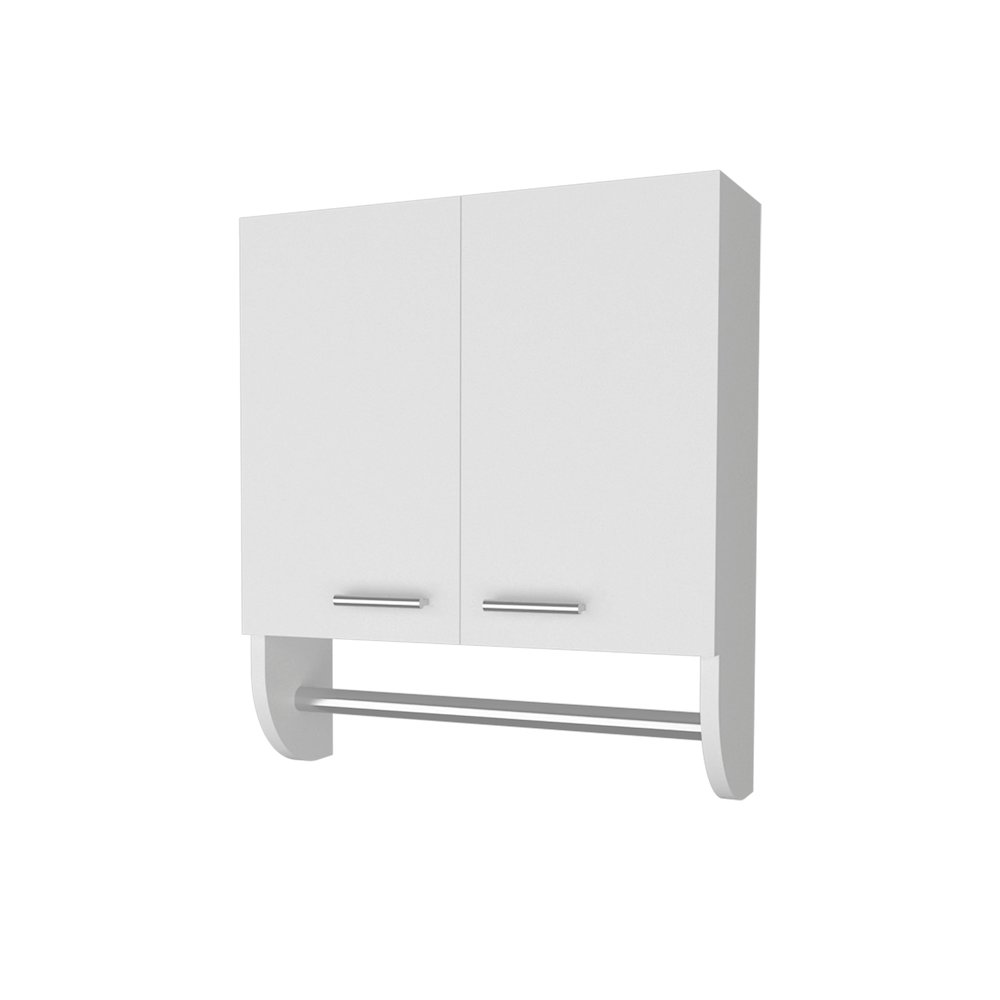 Goodyear Medicine Cabinet in Melamine With a Towel Bar, White. Picture 1