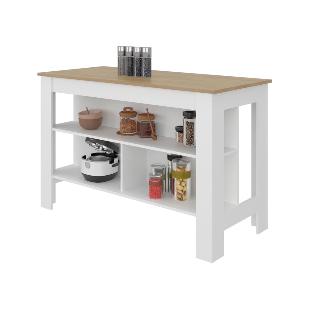 Yoder Kitchen Island with Open Storage Shelves for Home Organization. Picture 4