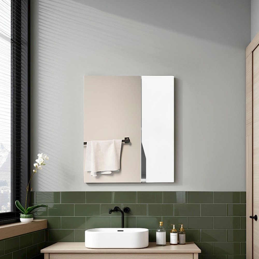 Magia Wall-Mounted Bathroom Cabinet with Mirror, White.. Picture 2