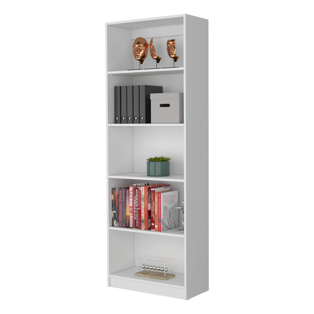 Sutton 4 Shelves Bookcase with Modern Storage Shelves, White. Picture 5