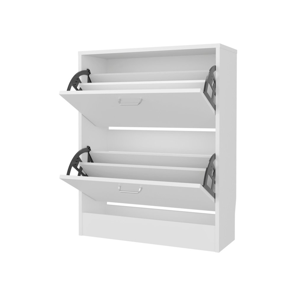 Ozzy Shoe Cabinet, 2 Tilt-Out Doors, Slim Design, Internal Supports, White. Picture 2