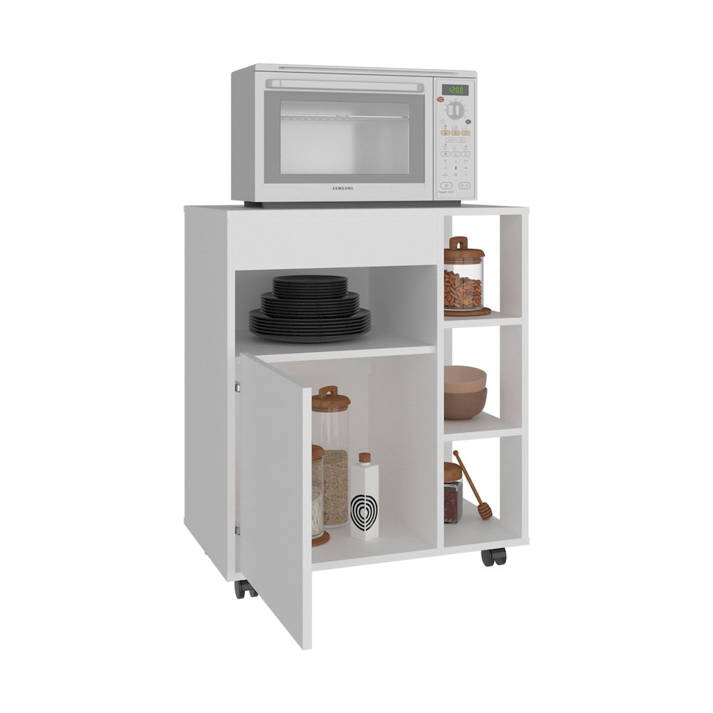 Space-Saving Microwave Cart Cabinet,Storage, Microwave Stand, and Rolling Wheels. Picture 5