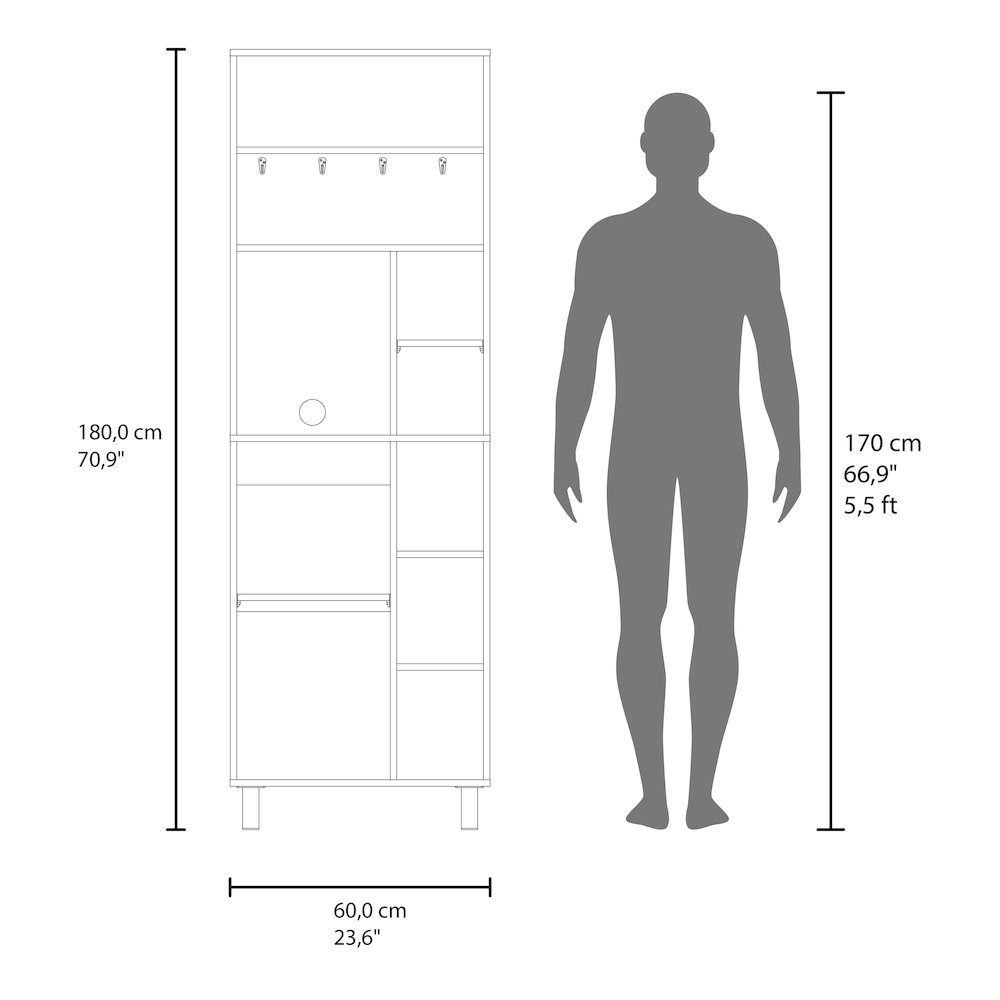 Modern Coffee Station Cabinet with Shelves Hooks and Functional Kitchen Storage. Picture 6