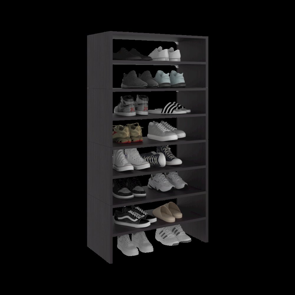 Houston Modern Shoe Rack Stylish Design for Bedroom and Hallway, Wengue. Picture 4