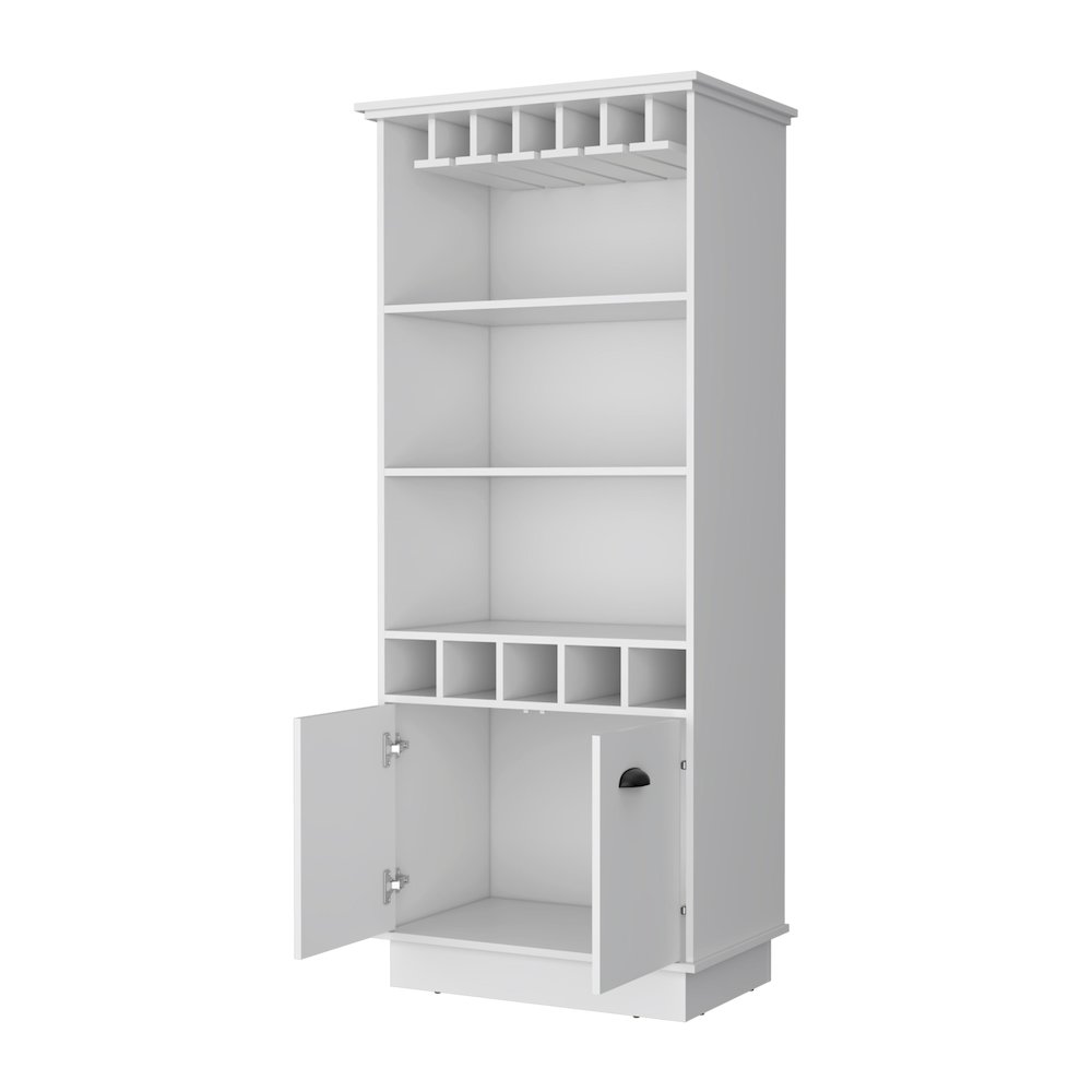 Sophia Bar Cabinet with Glassware Rack and Five Bottle Racks, White. Picture 3