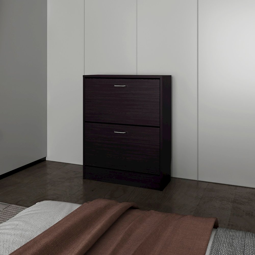 Ozzy Shoe Cabinet, 2 Tilt-Out Doors, Slim Design, Internal Supports, Wenge. Picture 8