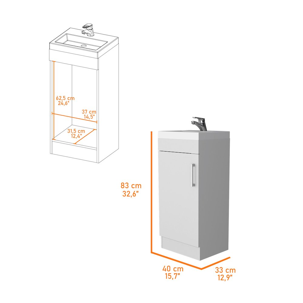 Madrid Bathroom Vanity in melamine with 1 door. Picture 2