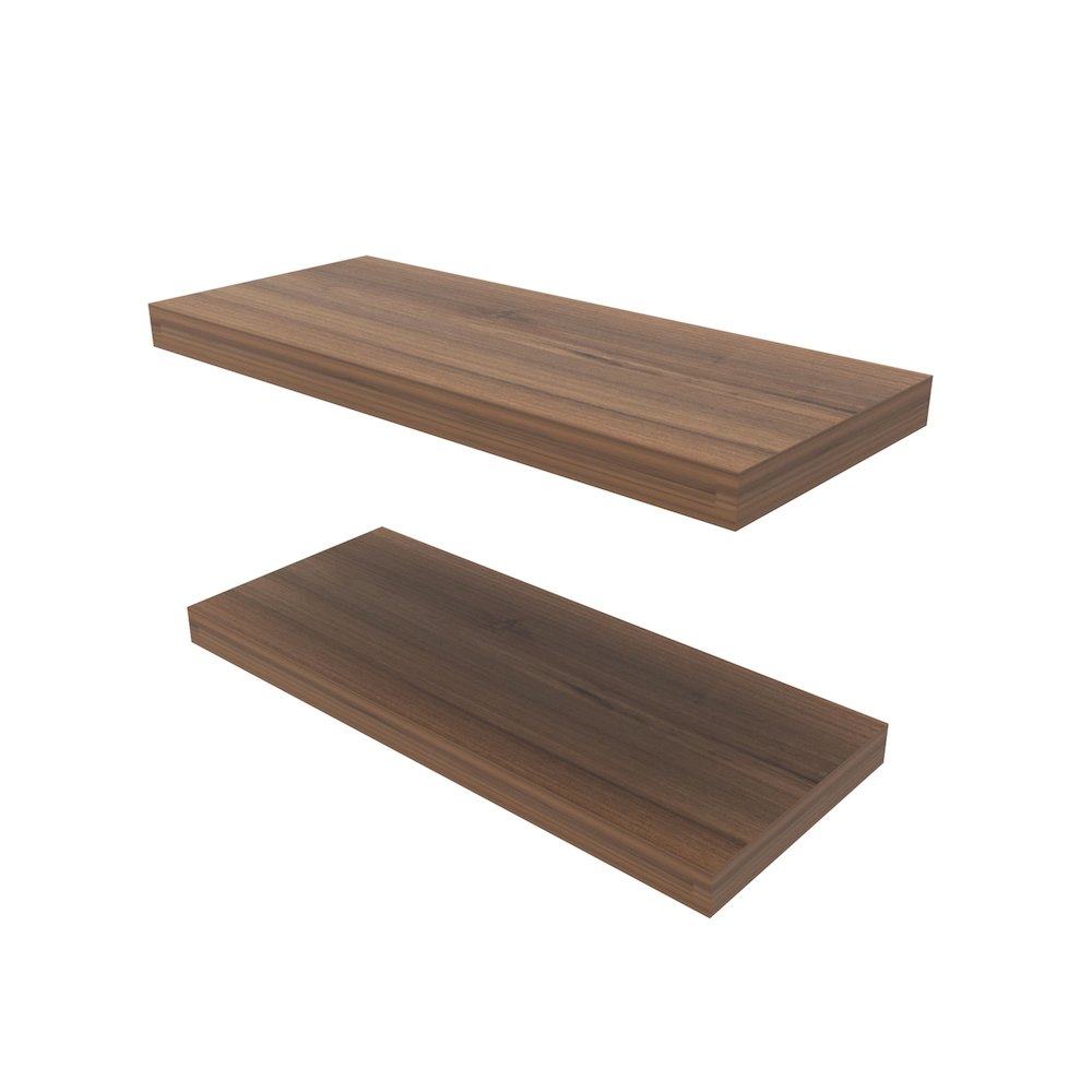 Iva Floating Shelf in Melamine x2,Natural Walnut. Picture 1